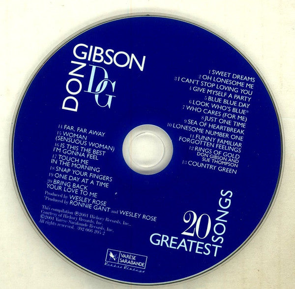 Don Gibson : 20 Greatest Songs (CD, Comp)