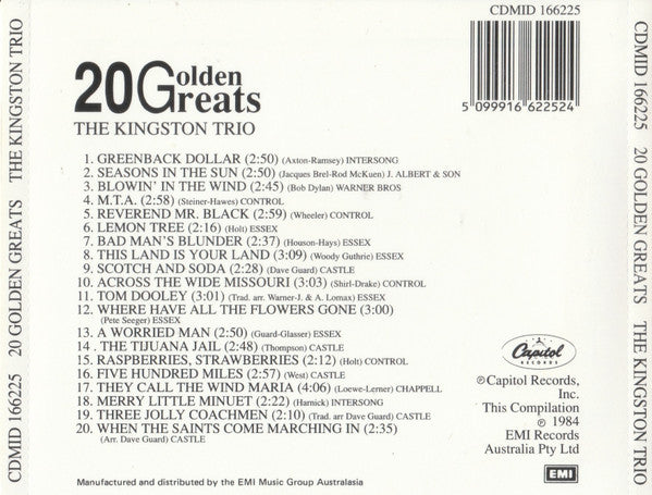 Kingston Trio : 20 Golden Greats (CD, Comp)