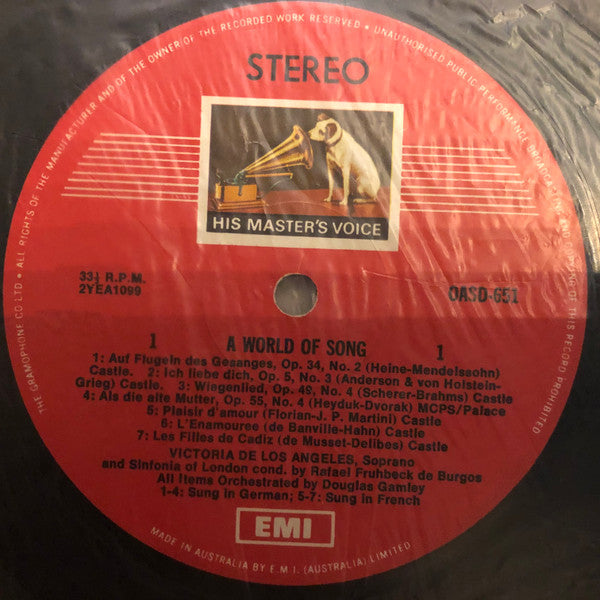 Victoria De Los Angeles : A World Of Song (LP, Album, RP)