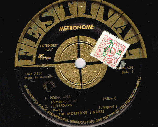 The Moretone Singers : The Wonderful Sound Of The Moretone Singers (7", EP, Mono)