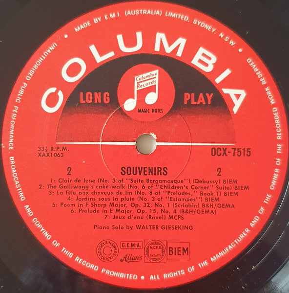 Walter Gieseking : Souvenirs (LP, Mono)