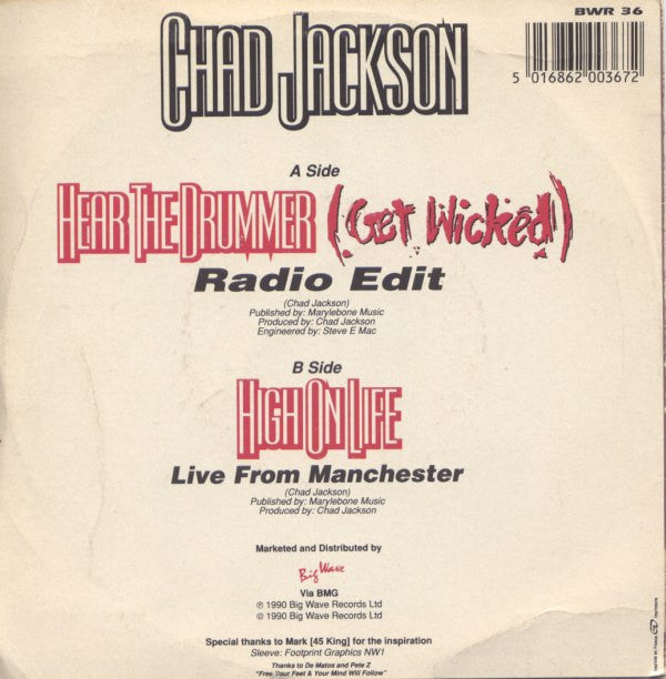 Chad Jackson : Hear  The Drummer (Get Wicked) (7", Single)