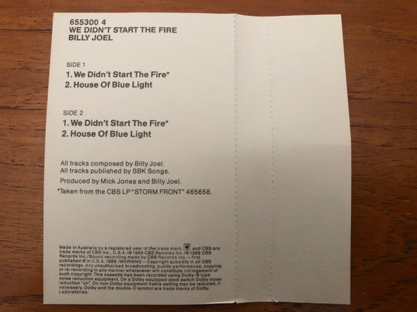 Billy Joel : We Didn't Start The Fire (Cass, Single)