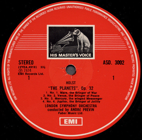Holst*, André Previn Conducting London Symphony Orchestra : The Planets Op. 32 (LP)