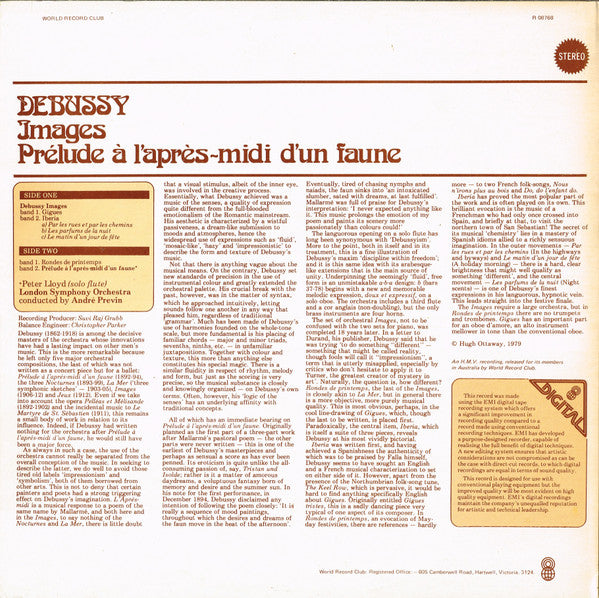 Claude Debussy : Images Pour Orchestre / Prélude À L'Après-Midi D'Un Faune (LP, Album, Club)