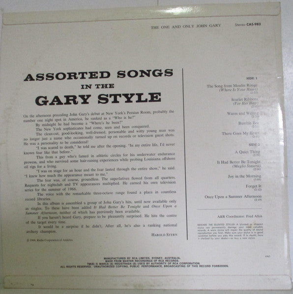 John Gary : The One And Only (LP, Album)