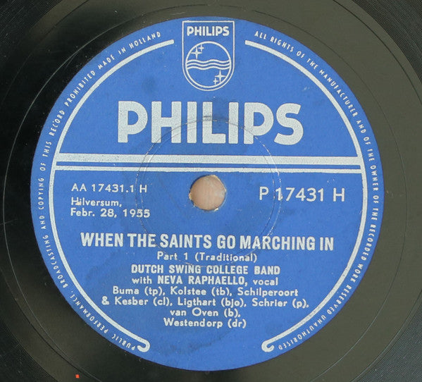 The Dutch Swing College Band With Neva Raphaello : When The Saints Go Marching In (Shellac, 10", Mono)