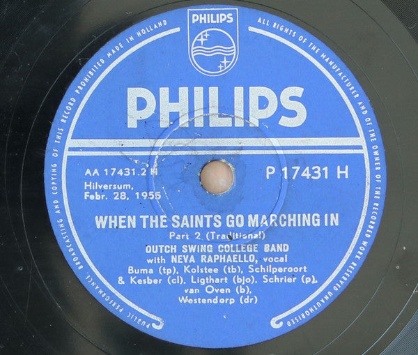 The Dutch Swing College Band With Neva Raphaello : When The Saints Go Marching In (Shellac, 10", Mono)