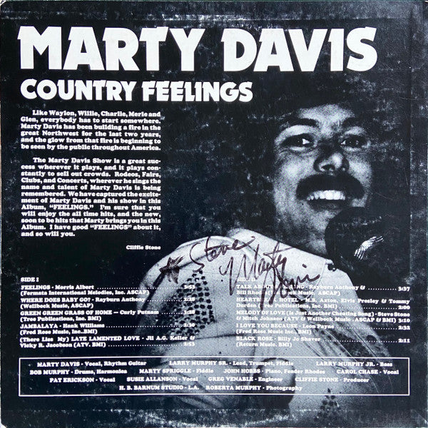 Marty Davis (2) : Country Feelings (LP, Album)