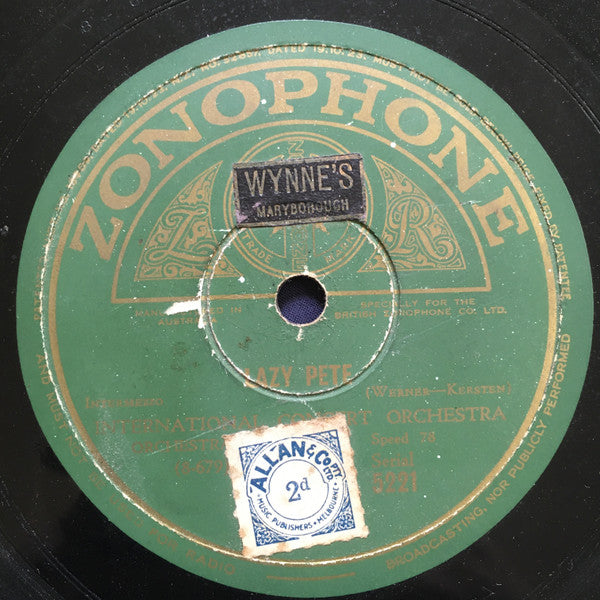 International Concert Orchestra : Lazy Pete / Parade Of The Wooden Soldiers (Shellac, 10")