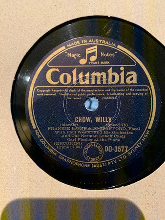 Jo Stafford & Frankie Laine With Paul Weston And His Orchestra And Norman Luboff Choir : Piece A-Puddin' / Chow, Willy (Shellac, 10")