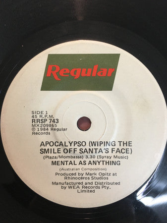 Mental As Anything : Apocalypso (Wiping The Smile Off Santa's Face) (7", Single)