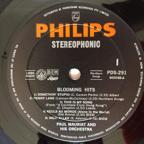 Paul Mauriat And His Orchestra : Blooming Hits (LP, Album, Bla)