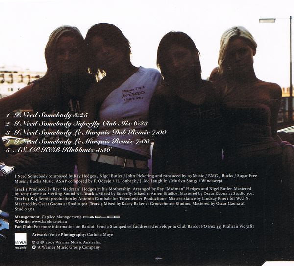 Bardot (2) : I Need Somebody (CD, Single)