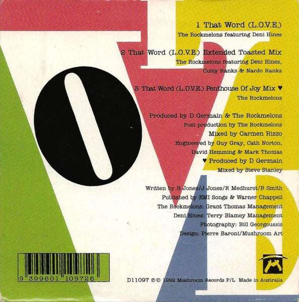 Rockmelons* Featuring Deni Hines : That Word (L.O.V.E.) (CD, Single, Car)