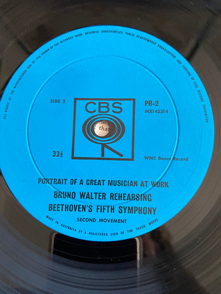 Bruno Walter, Beethoven* : Bruno Walter Rehearsing Beethoven's Fifth Symphony (First and Second Movements) (LP, Album, Mono)
