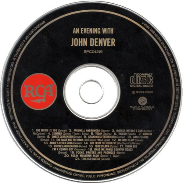 John Denver : An Evening With John Denver (CD, Album, RE)