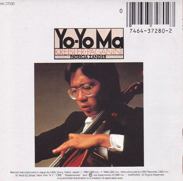 Yo-Yo Ma, Patricia Zander : Yo-Yo Ma Plays Paganini, Kreisler, Dvorak (CD, Album, RE)