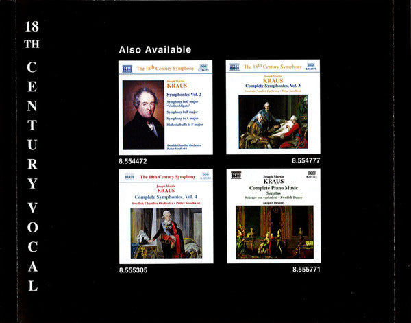 Joseph Martin Kraus - Birgid Steinberger, Martin Hummel, Glen Wilson : Complete German Songs (An Das Klavier • Das Rosenband • Anselmuccio) (CD, Album, RE)