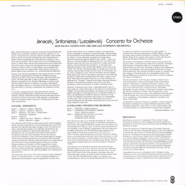 Leoš Janáček, Witold Lutoslawski : Sinfonietta / Concerto For Orchestra (LP, Album, Club)