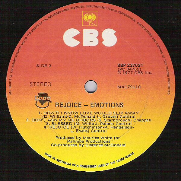 Emotions* : Rejoice (LP, Album)