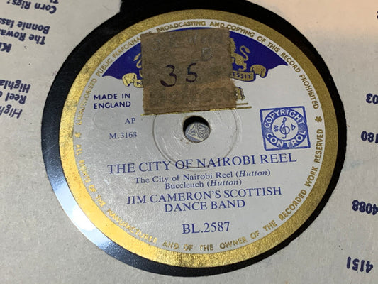 Jim Cameron's Scottish Dance Band : The City Of Nairobi Reel / Cumberland Reel (Shellac, 10")