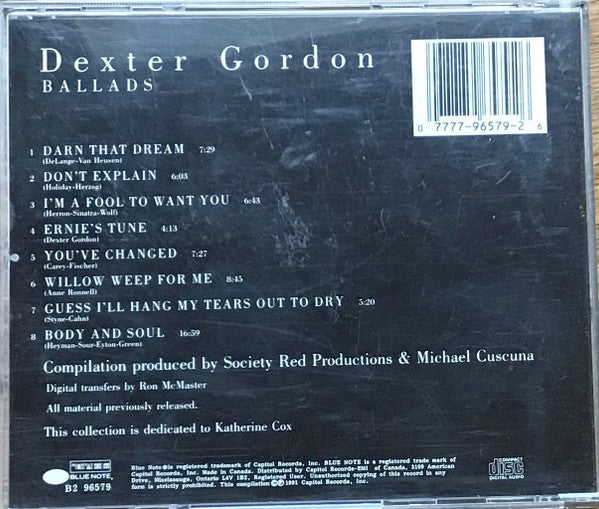 Dexter Gordon : Ballads (CD, Comp, RE)