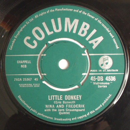 Nina & Frederik With Jørn Grauengaards Kvintet : Little Donkey (7", Single)