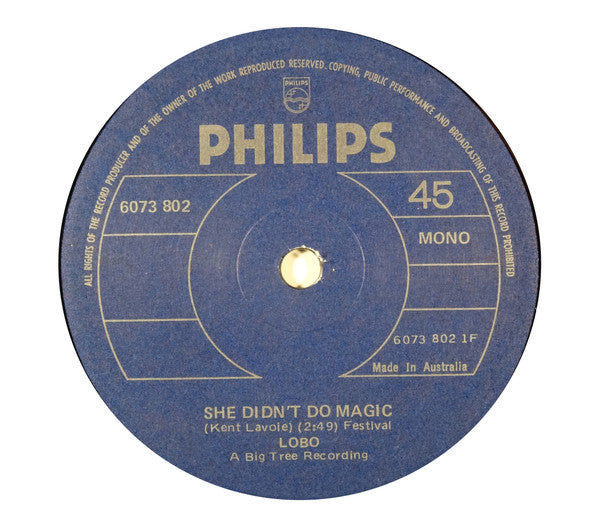 Lobo (3) : She Didn't Do Magic (7", Single)