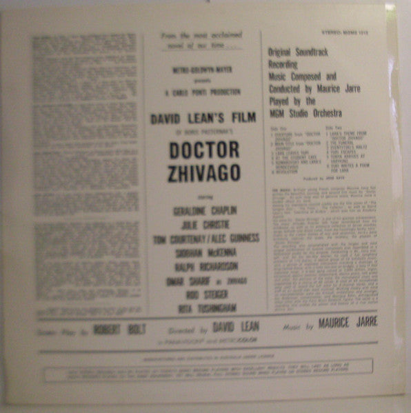 Maurice Jarre : Doctor Zhivago Original Soundtrack Album (LP, RP)