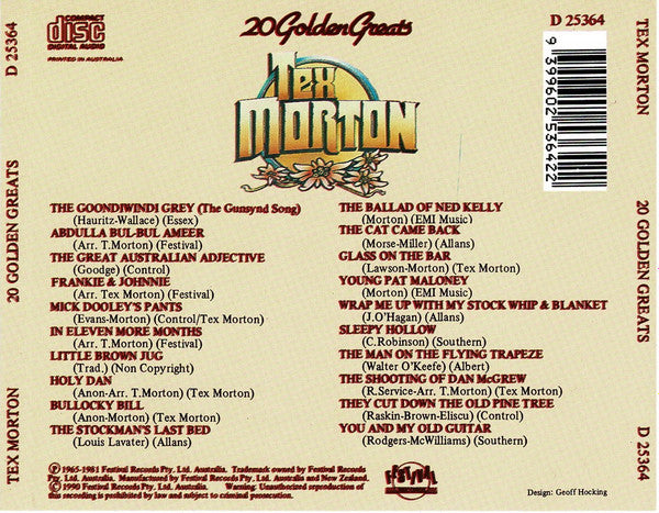 Tex Morton (2) : 20 Golden Greats (CD, Comp)
