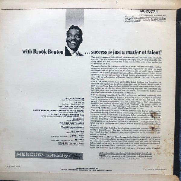 Brook Benton : Golden Hits Volume 2 (LP, Comp, Mono)