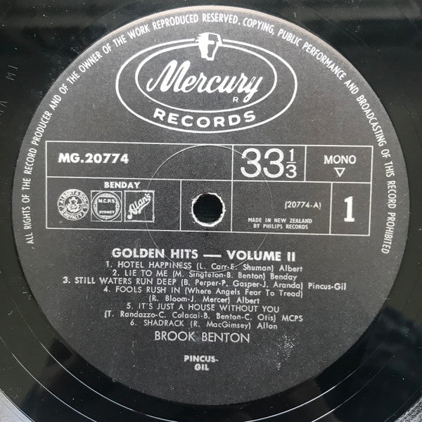 Brook Benton : Golden Hits Volume 2 (LP, Comp, Mono)