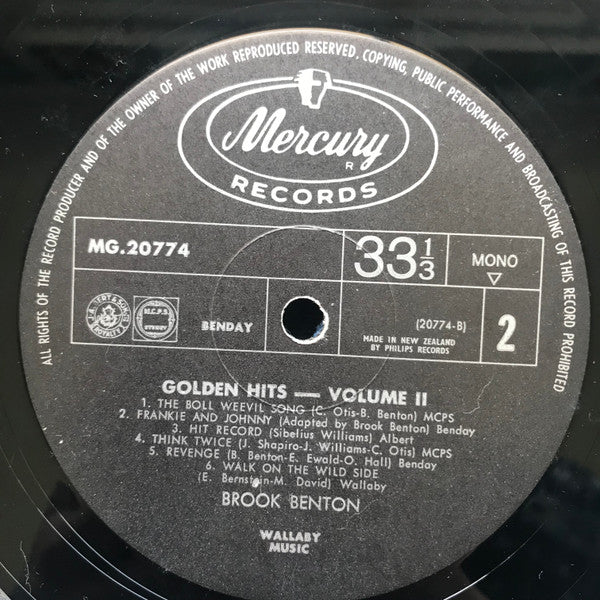 Brook Benton : Golden Hits Volume 2 (LP, Comp, Mono)