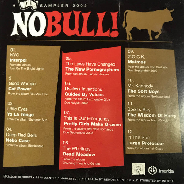 Various : No Bull! (A Matador Sampler 2003) (CD, Smplr, Car)