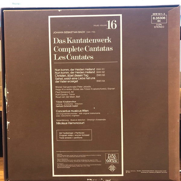 Johann Sebastian Bach : Das Kantatenwerk (Complete Cantatas) | BWV 61-64 | Vol. 16 (2xLP + Box)