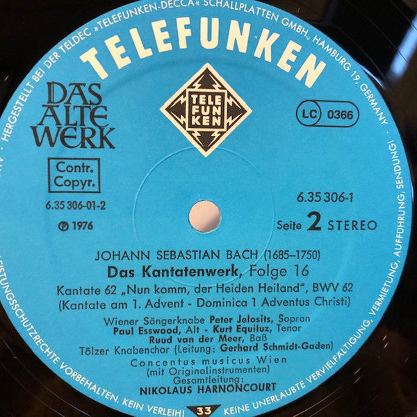 Johann Sebastian Bach : Das Kantatenwerk (Complete Cantatas) | BWV 61-64 | Vol. 16 (2xLP + Box)