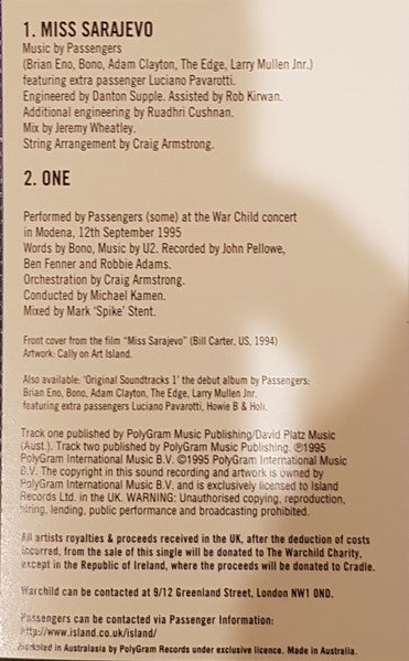 Passengers : Miss Sarajevo (Cass, Single)