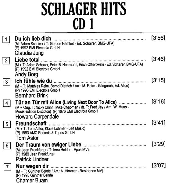 Various : Schlager Hits CD 1 (CD, Comp)