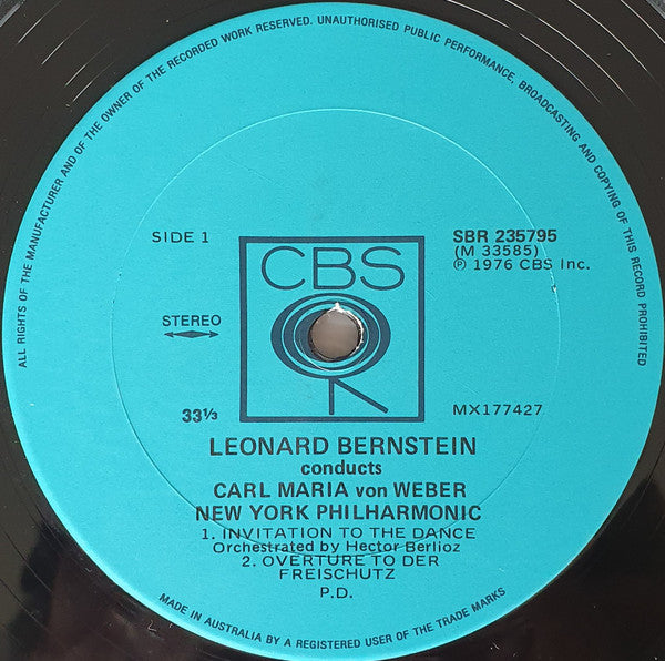 Carl Maria Von Weber - Leonard Bernstein, New York Philharmonic : Invitation To The Dance, Oberon Overture, Freischütz Overture, Euryanthe Overture (LP, Comp)
