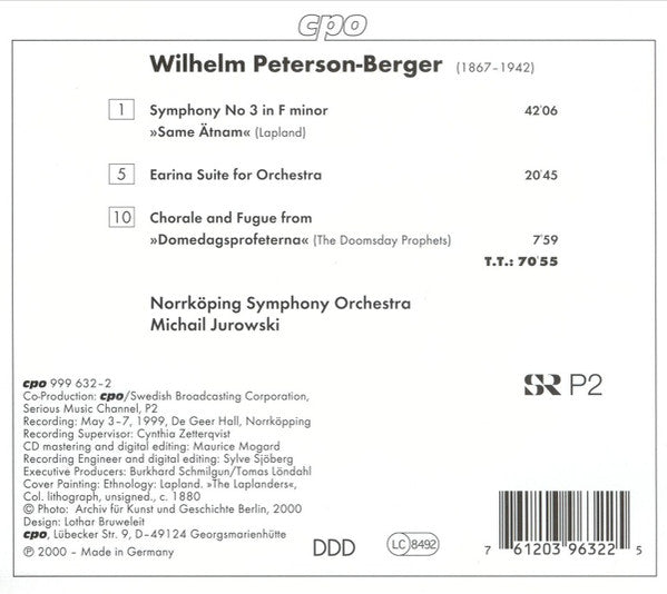 Wilhelm Peterson-Berger – Norrköping Symphony Orchestra, Michail Jurowski : Symphony No 3 • Earina Suite (CD, Album)