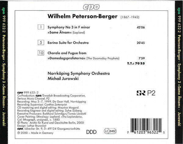 Wilhelm Peterson-Berger – Norrköping Symphony Orchestra, Michail Jurowski : Symphony No 3 • Earina Suite (CD, Album)