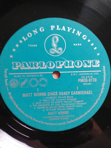 Matt Monro : Matt Monro Sings Hoagy Carmichael (LP, Mono)