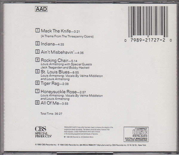Louis Armstrong : The Legendary Louis Armstrong (CD, Comp, RM)