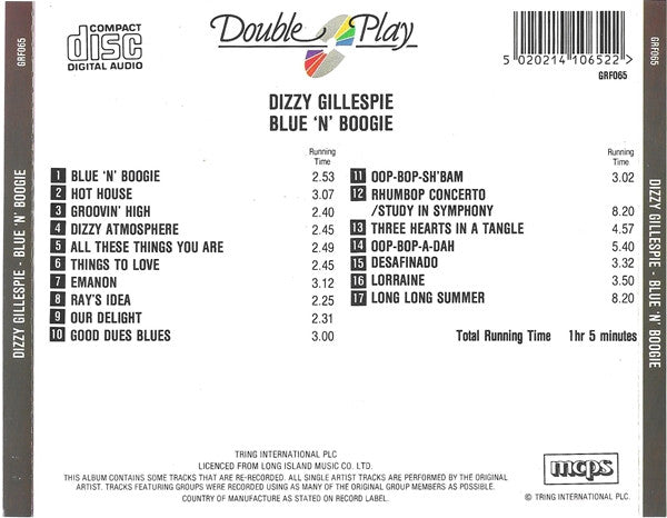 Dizzy Gillespie : Blue 'N' Boogie (CD, Comp)