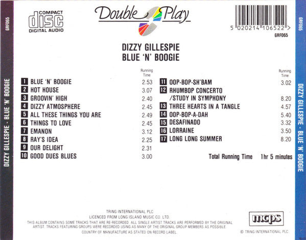 Dizzy Gillespie : Blue 'N' Boogie (CD, Comp)
