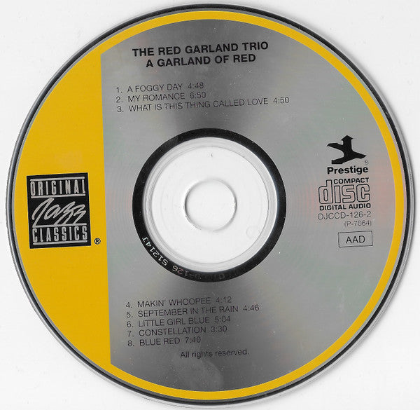 The Red Garland Trio With Paul Chambers (3) And Art Taylor : A Garland Of Red (CD, Album, RE, RM)