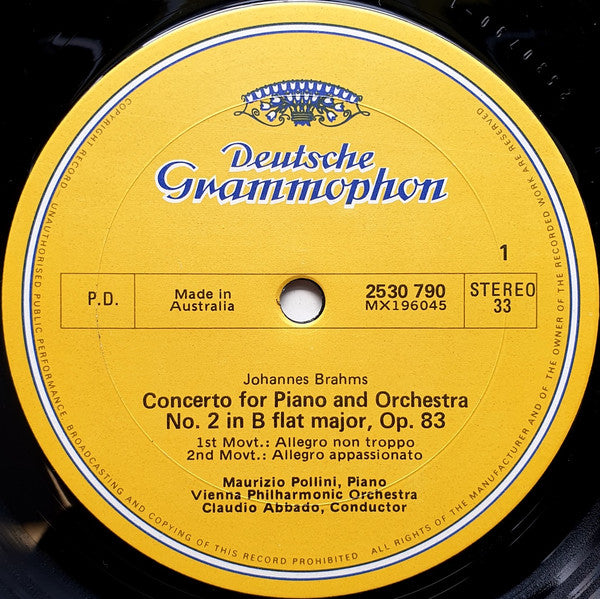 Johannes Brahms, Maurizio Pollini · Claudio Abbado, Wiener Philharmoniker : Klavierkonzert · Piano Concerto No.2 (LP)