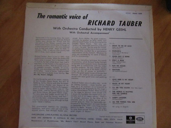 Richard Tauber : The Romantic Voice Of Richard Tauber (LP, Comp)