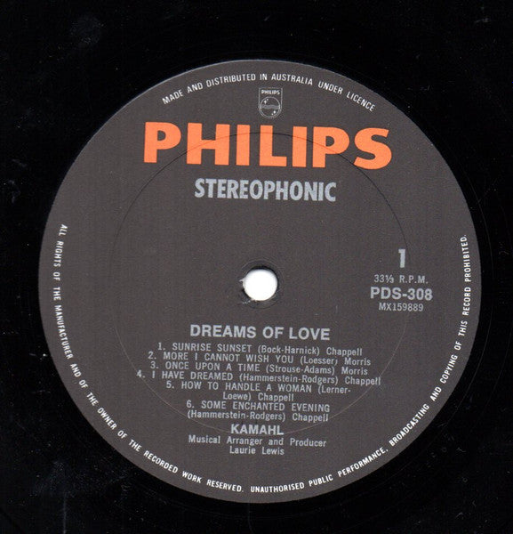 Kamahl : Dreams Of Love (LP, Album, RP, Ora)